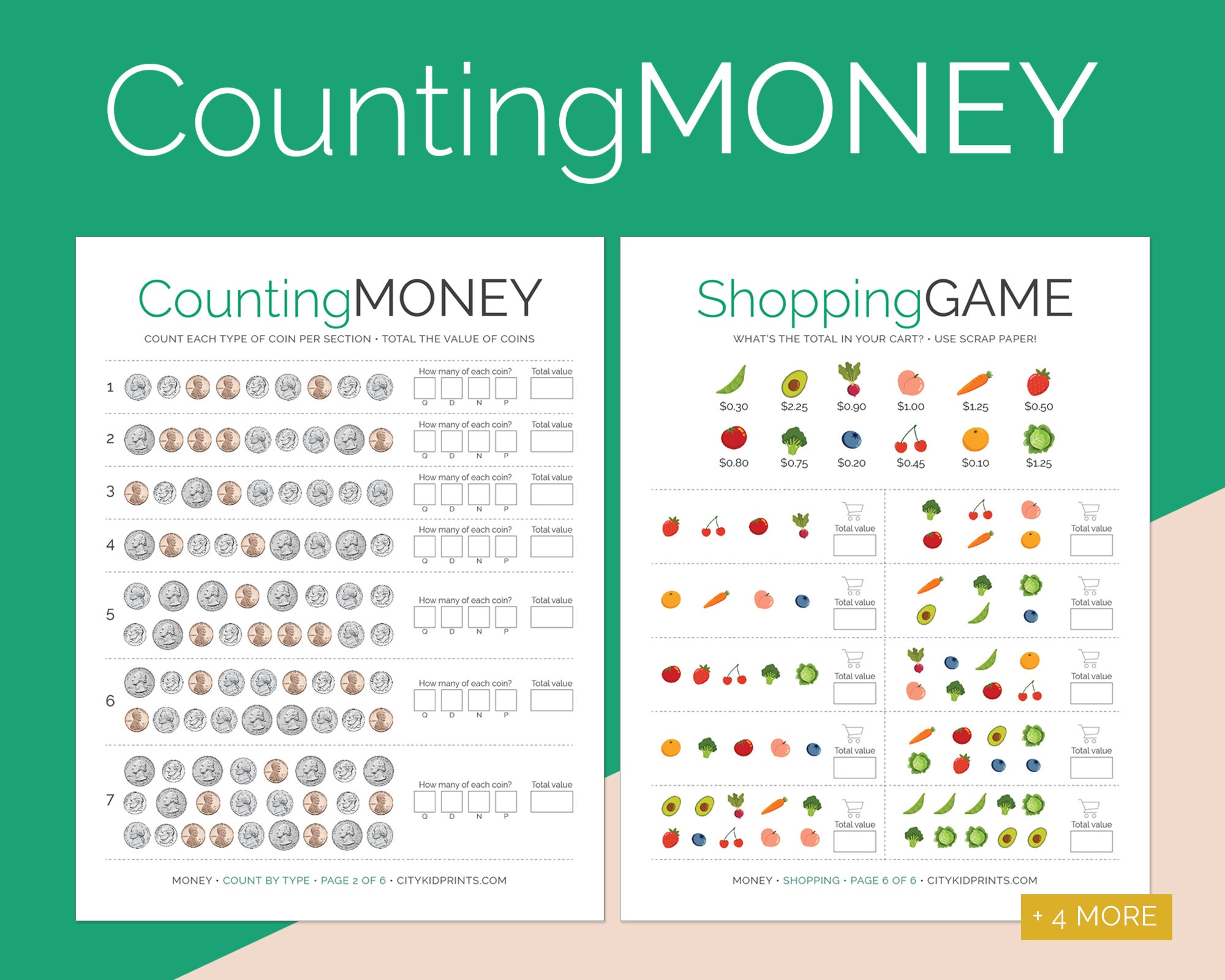 Counting Money Printable Worksheets 2nd Grade And Up Etsy