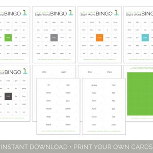 First Grade Sight Word Bingo and Flashcards Instant Download image 2