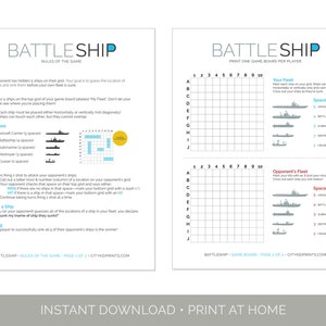 Battleship PRINTABLE Game - Etsy
