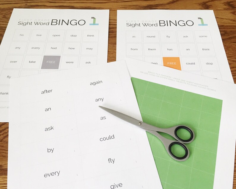 First Grade Sight Word Bingo and Flashcards Instant Download image 3