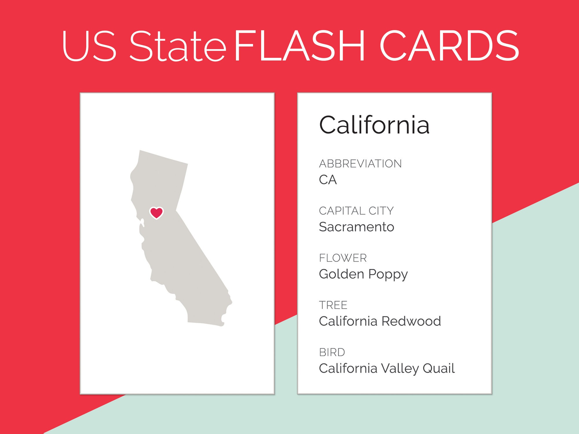 State Capitals PRINTABLE Flash Cards - Etsy