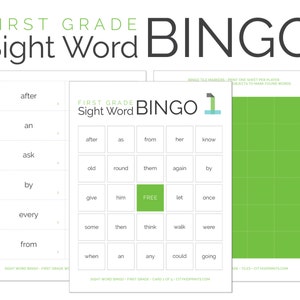 First Grade Sight Word Bingo and Flashcards Instant Download image 1