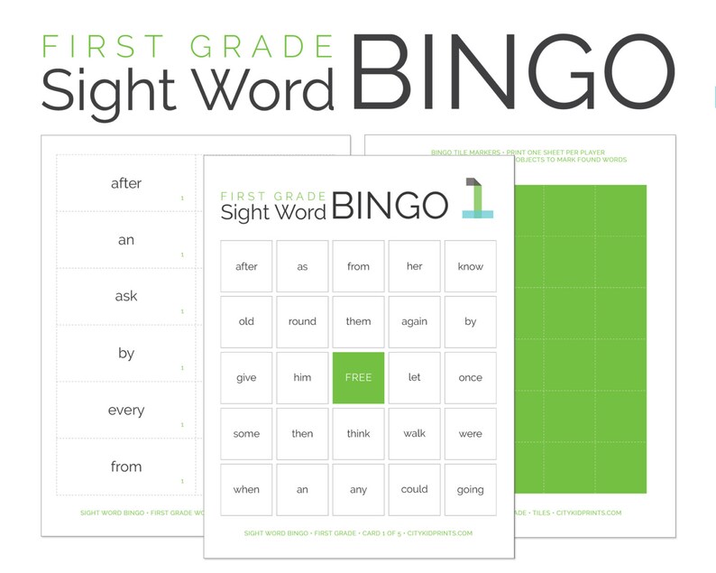 First Grade Sight Word Bingo and Flashcards Instant Download image 1
