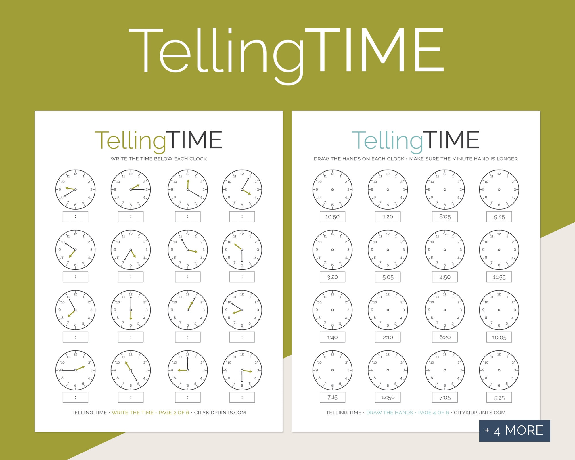 Telling Time Printable Worksheets (1st Grade and Up) - Etsy