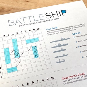 Battleship PRINTABLE Game - Etsy