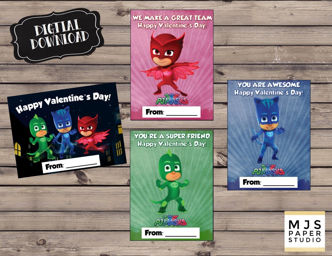 PJ Masks Valentine's Day Cards Instant Digital Download - Etsy