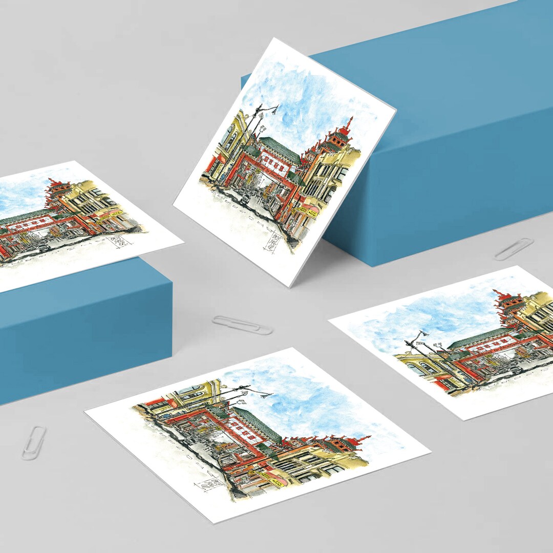 Chinatown Chicago Square Note Cards With Envelopes / 4 8 12 Etsy
