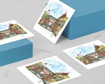 Chinatown Chicago Square Note Cards with Envelopes / 4, 8, or 12
