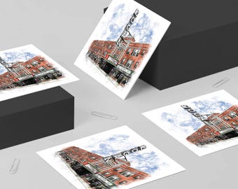 The Logan Theater Square Note Cards with Envelopes / 4, 8, or 12