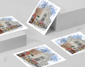 Uptown Theatre Square Note Cards with Envelopes / 4, 8, or 12