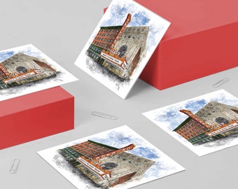 Chicago Theater Square Note Cards with Envelopes / 4, 8, or 12