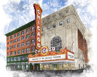 Chicago Theater Print: Fine Art Paper, Landmark Architecture