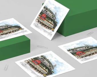 Wrigley Field Square Note Cards with Envelopes / 4, 8, or 12