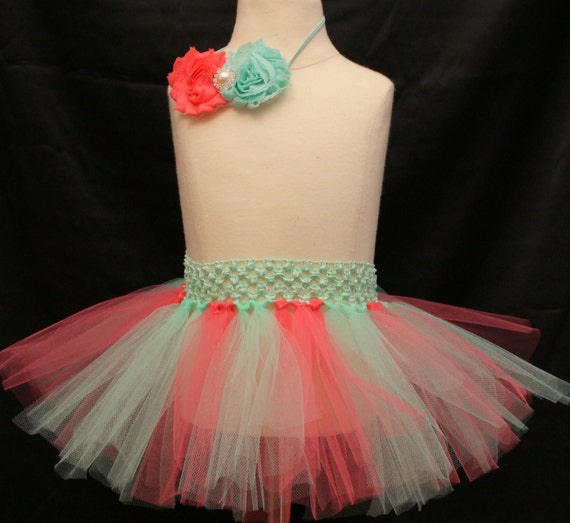 Items similar to Baby Girl Tutu Set Toddler Tutu Coral Mint Cake Smash
