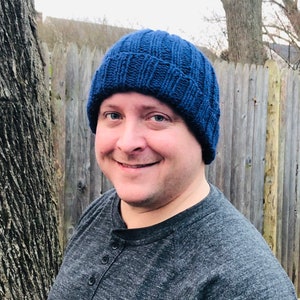 Men&#39;s Knit Hat in Navy Blue, Men&#39;s Knitted Hats, Gifts for Dads, Men&#39;s Birthday Gifts