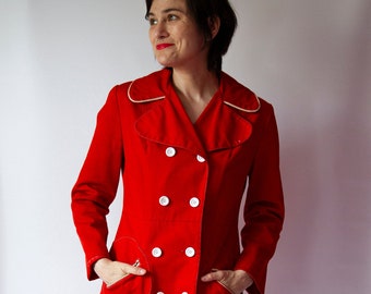 1970's Irving Posluns red peacoat