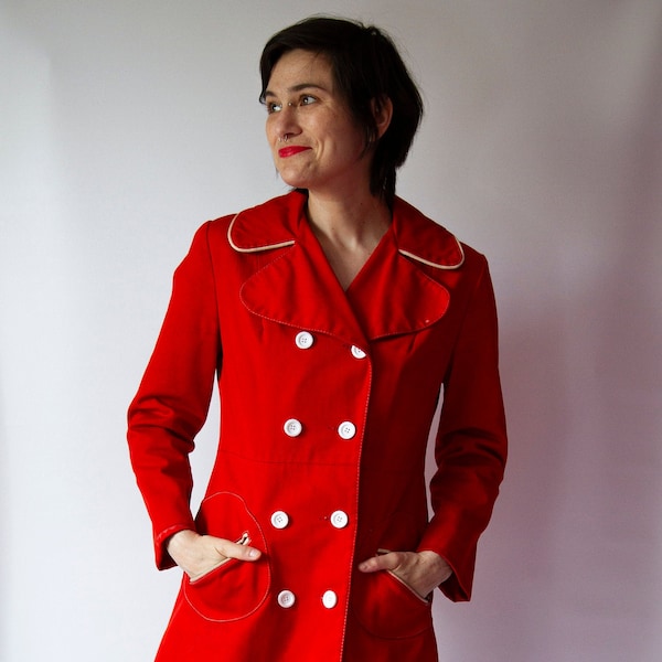 1970's Irving Posluns red peacoat