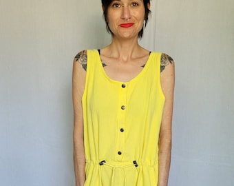 1990s Ezee Wear yellow jumpsuit