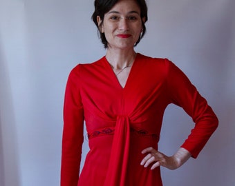 1970's red maxi dress