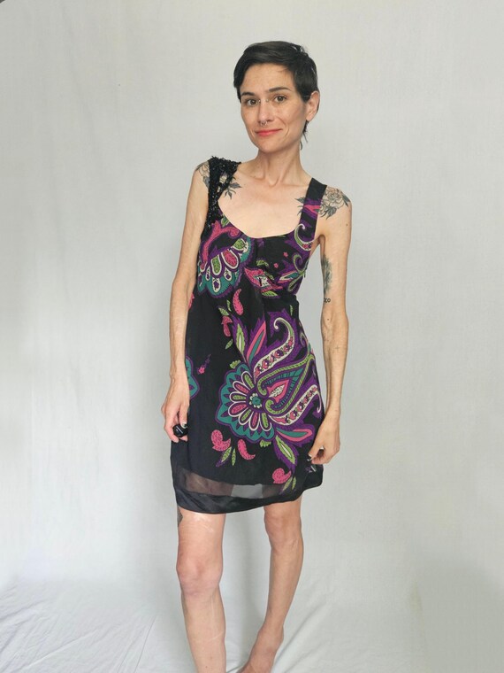 knee length dresses for ladies Etro Black Paisley Mini Dress