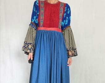 Vintage 80s Jeanne Marc Dress | Novelty Print Long Sleeve, Size 8
