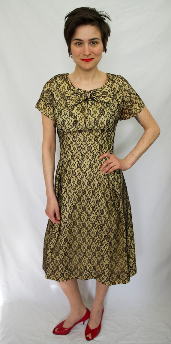 50's lace overlay day dress