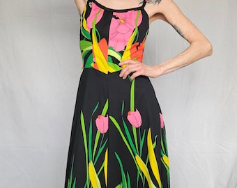 1970s poly summer maxi dress