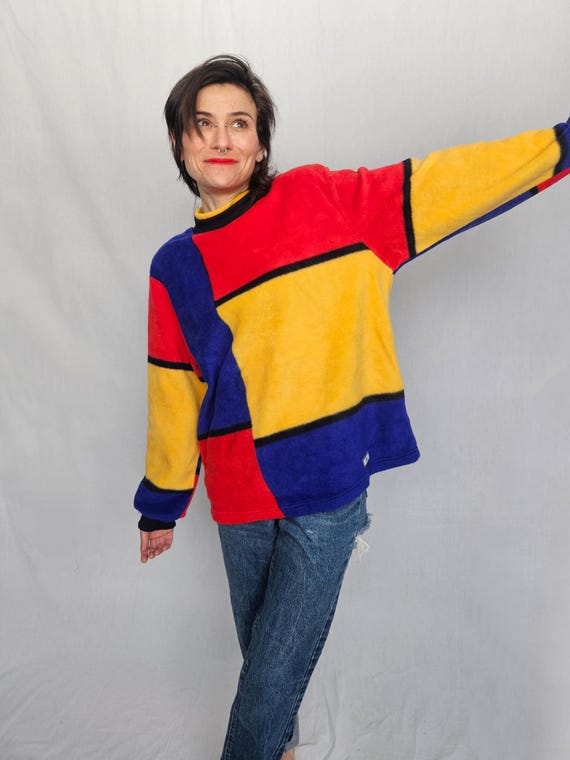 Deadstock 90s Primary Color Block Fleece – Bold M… - image 3
