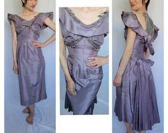 1940s exquisite lavender cocktail dress