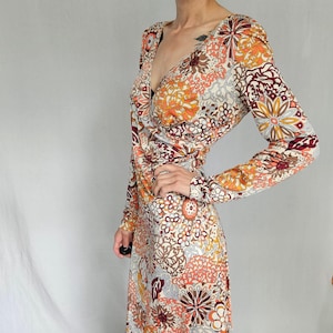 Emilio Pucci Silk Jersey Faux Wrap Dress | Y2K Psychedelic Print Designer Dress M
