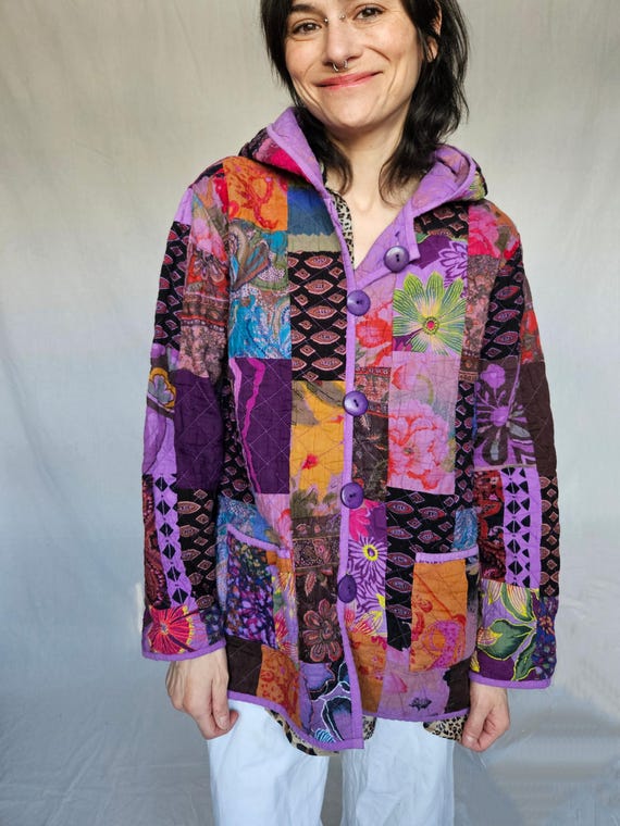 Vintage Reversible Cotton Patchwork Jacket – M - image 5