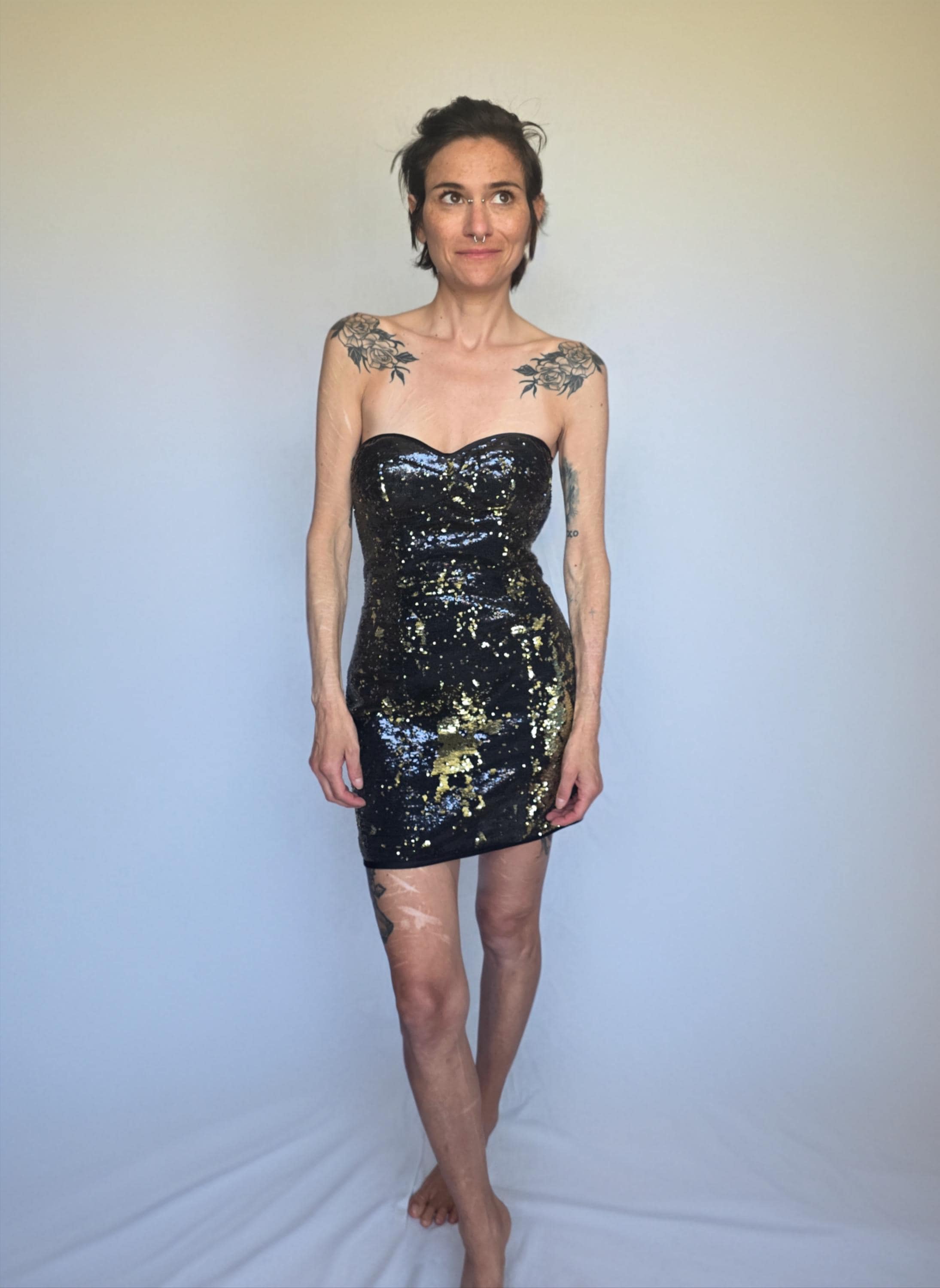 Mini Cocktail Dress Black Gold