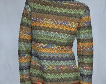 Y2K Anne.X Multicolor Zigzag Knit Top with Side Zip