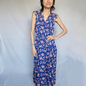 Vintage 90s April Cornell Floral Rayon Dress - Size L