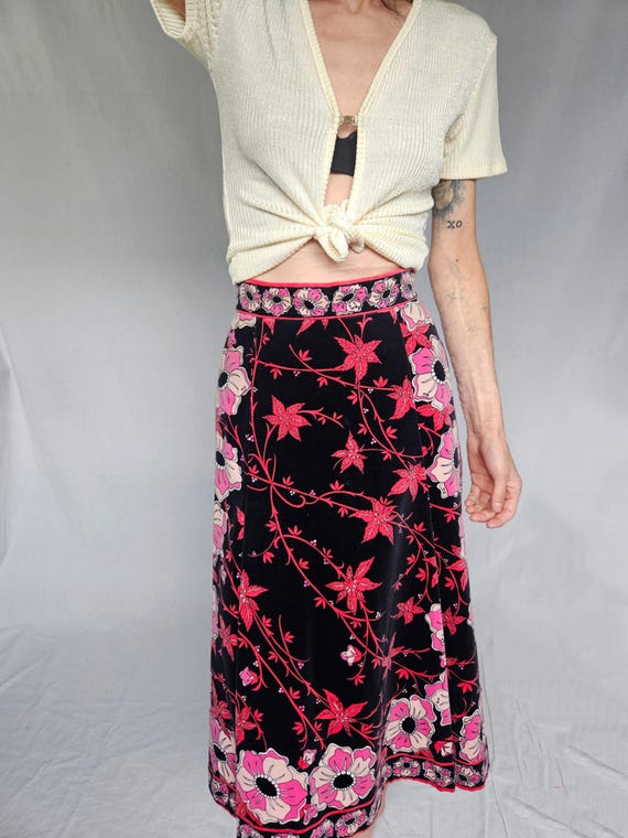 Emilio Pucci Velvet Skirt in Psychedelic Floral Print - Etsy