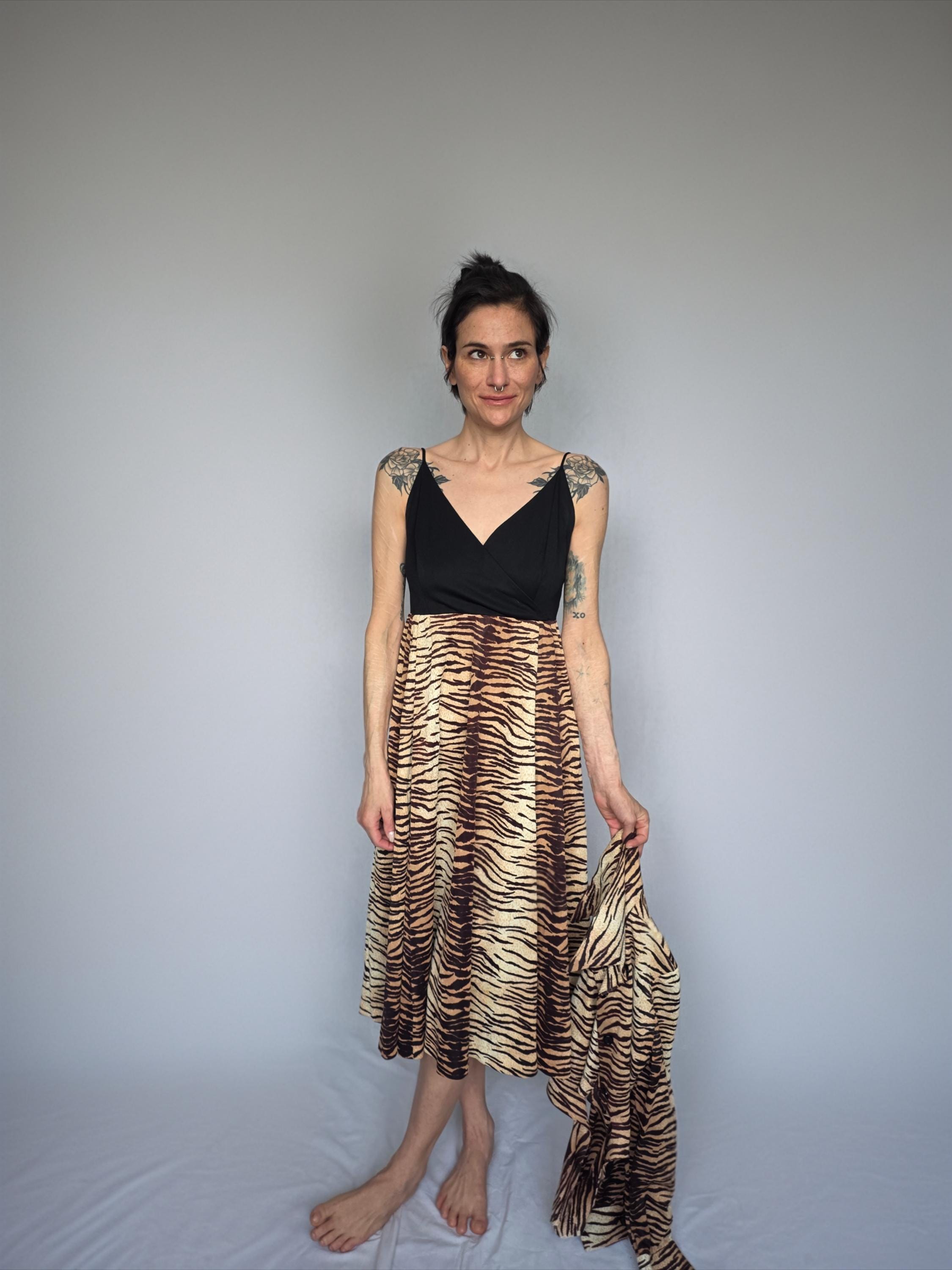 brown tiger print dress Veronica Sequin Midi Dress / Leopard Print | MESHKI