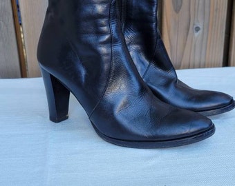 Italian Made Dominici Black Leather Boots – Size 6
