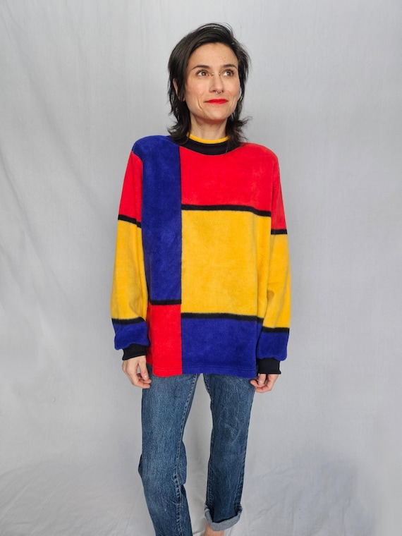 Deadstock 90s Primary Color Block Fleece – Bold M… - image 2