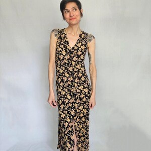 90s Club Monaco Rayon Floral Dress  Sleeveless Black Midi S - Etsy