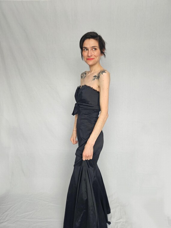90s Cach Black Strapless Mermaid Gown  Size 6 - Etsy