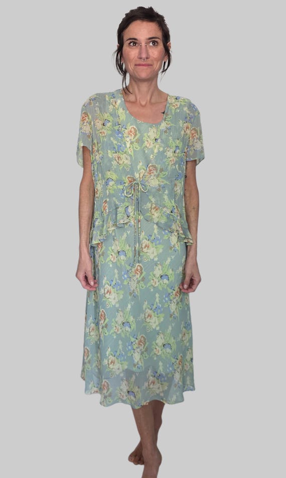 Vintage 90s Sheri Martin Floral Dress, Cottagecore Midi Two-Piece, Jacket Set - Romantic Feminine Retro Style