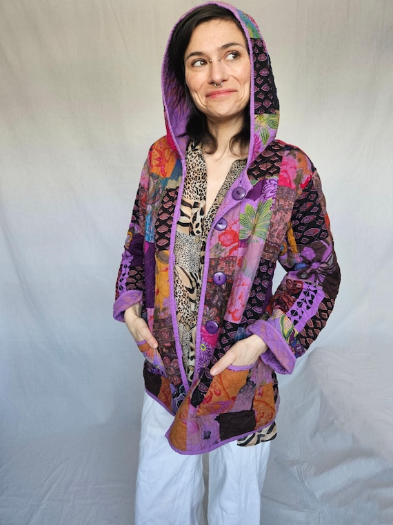 Vintage Reversible Cotton Patchwork Jacket – M - image 1