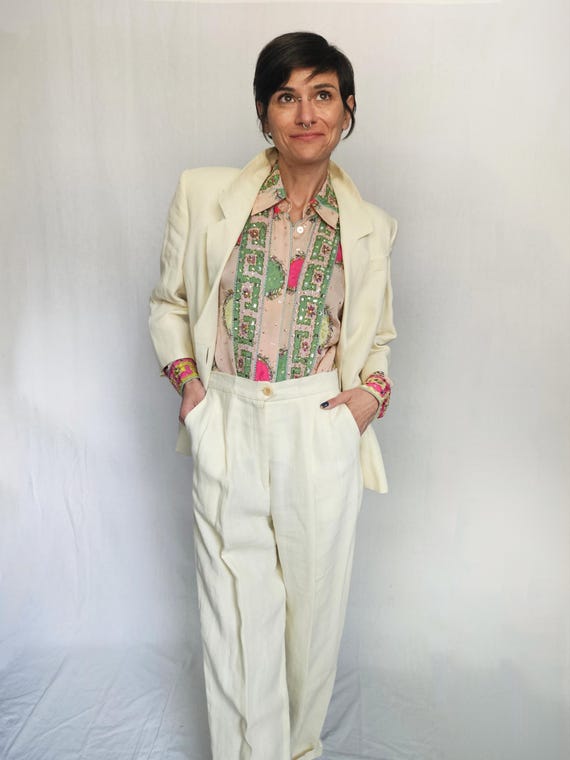 Sportmax 1980s Cream Linen Suit – Made in Italy Size 4/6 Sportmax 1980s Cream Linen Suit – Made in Italy Size 4/6