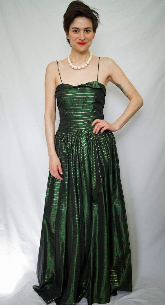 Green and gold 40's evening gown