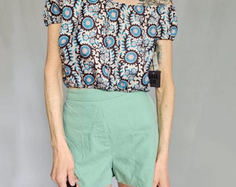 Deadstock Anna Sui Silk Top – Off-Shoulder Boho Blouse, New with Tags