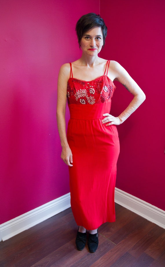 Early 40's handmade/beaded evening/cocktail dress