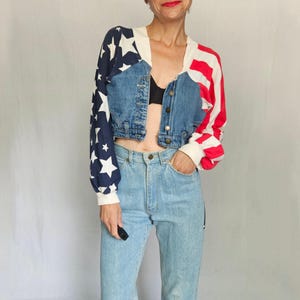 Frederick’s of Hollywood American Flag Set – Reworked Vintage Denim Jacket & High Waist Lee Riders