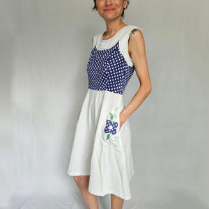 1970s Polka Dot Appliqué Day Dress –M