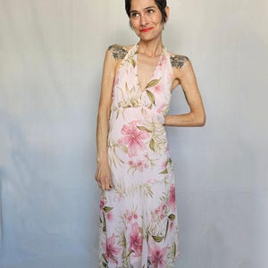 Y2K Pink Floral Halter Summer Dress