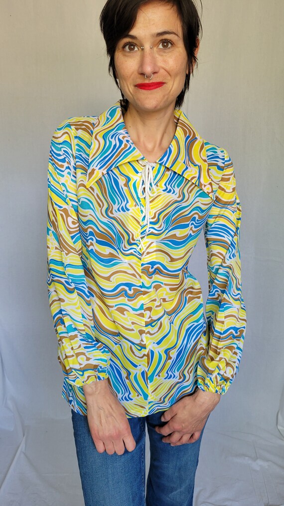 1970s Lady Anne marbled poly tunic